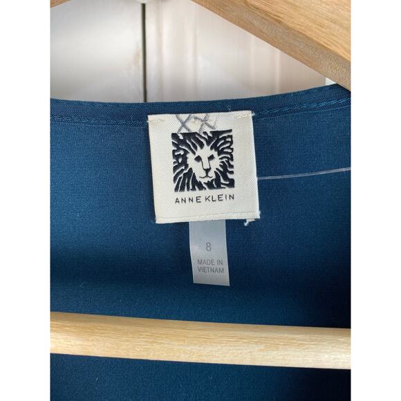 NWT Ann Klein Women's 8 Juniper V-Neck Faux Wrap Stretch Midi Dress - Picture 4 of 5